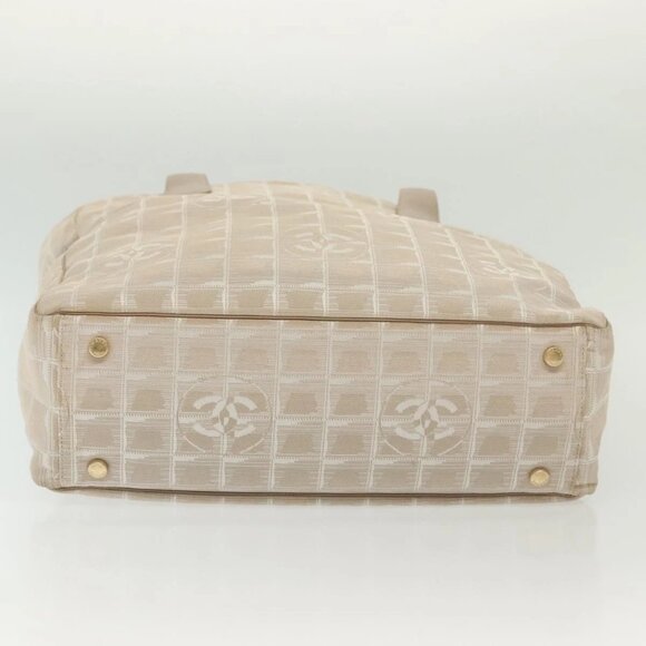 CHANEL New Travel Line Hand Bag Nylon Beige Gold CC Auth ep10569 - Picture 10 of 16